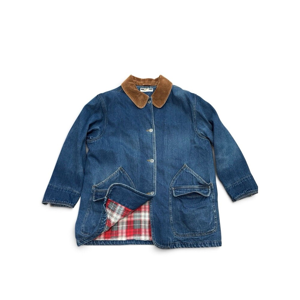 VTG Jennifer Moore Denim & Corduroy Chore Coat Flannel Blanket Lined M P